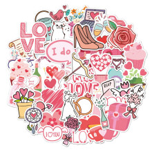 Valentine's Day Stickers Waterproof Vinyl 100 Pieces