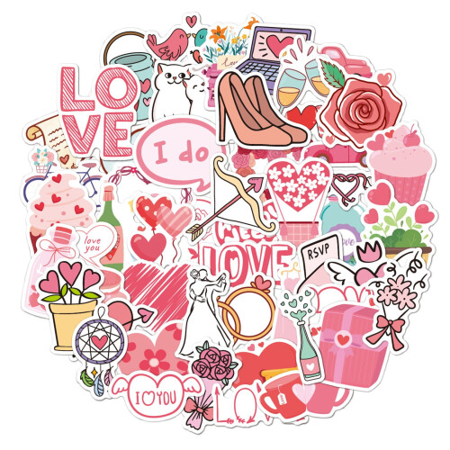 Valentine's Day Stickers Waterproof Vinyl 100 Pieces