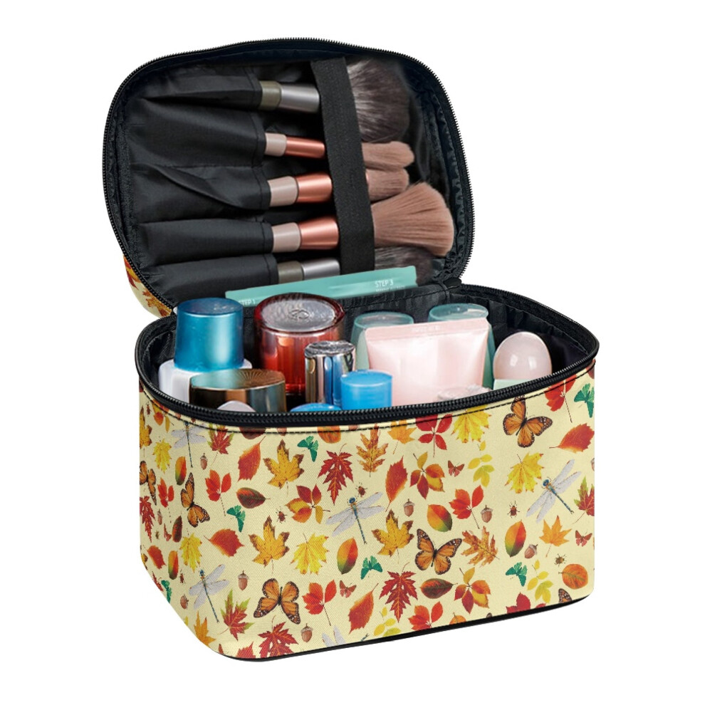 Polyester Makeup Travel Case with Butterfly Maple Leaf