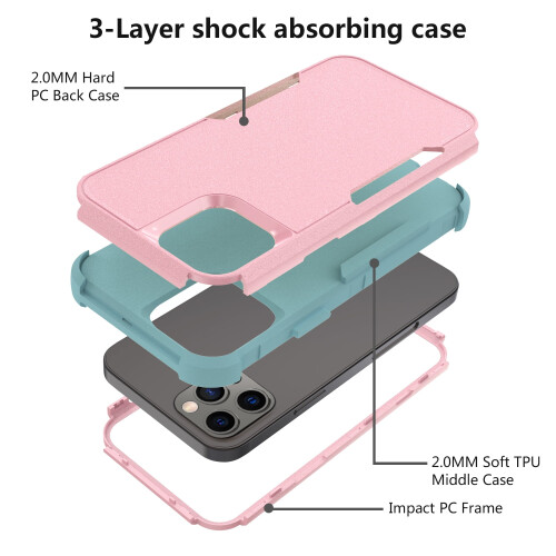 Ανθεκτική θήκη 3 σε 1 για iPhone13Pro με οθόνη και φακό 2