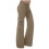 Dame cargoleggings med elastisk midje og lommer brun 3