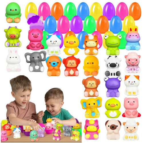 Prefilled Easter Eggs with Rubber Toys, Basket Stuffers & Egg Hunt Fillers – Compatible with Easter Theme Parties 1