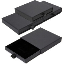 Boîte cadeau à bijoux en papier kraft noir 3,5 3,5 0,7 pouces (5 pièces)