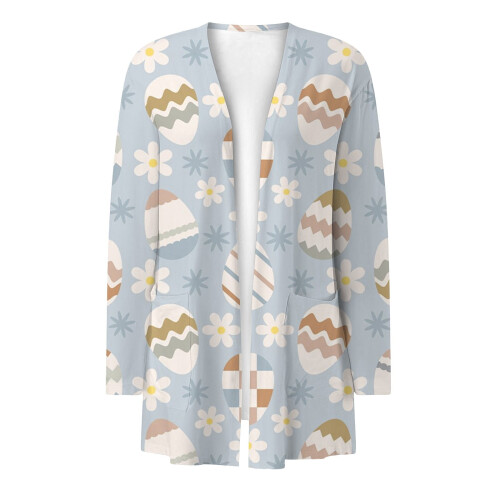 Påskecardigan med åpen front og lettvekt til dame 1