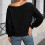 Women's Crewneck Long Sleeve Sweatshirt Solid Color 6