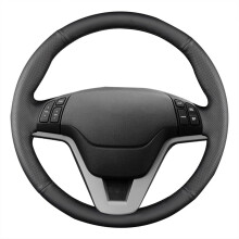 Cowhide Steering Wheel Cover Anti-Slip Black Line Universal