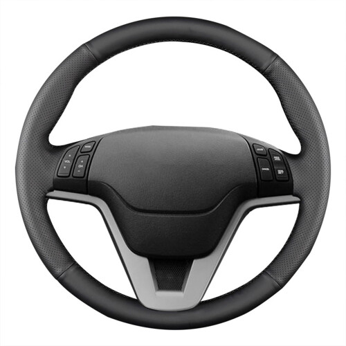 Cowhide Steering Wheel Cover Anti-Slip Black Line Universal