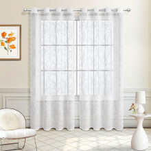 Semi-Sheer Grommet Curtains 100x200cm White Polyester