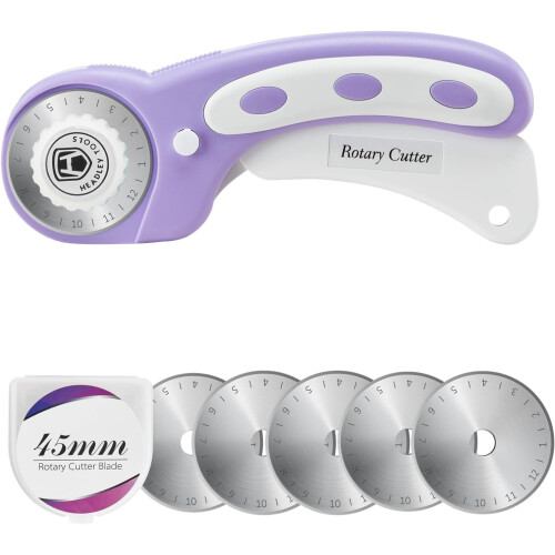 Rotary Cutter 45mm Fabric Ergonomic Handle Purple