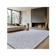 Plush Shaggy Area Rug Light Gray 9x12 ft