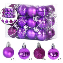 Mini Christmas Tree Ball Ornaments Purple Shatterproof
