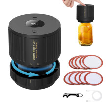 Kit de sellado al vacío eléctrico para tarros Mason - Sellado automático, 10 tapas, boca ancha y regular, conservación de alimentos