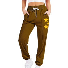 Pantalon de survêtement pour femme, taille élastique, jambes droites, coupe ample