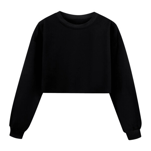 Hanorac cu mânecă lungă, uni, pentru copii, negru, 9-10 ani 1
