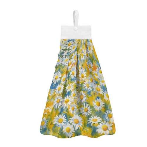 Soft Absorbent Daisy Hand Towels with Snap Button and
