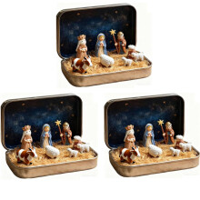 Mini Christmas Nativity Set Religious Decoration 3 Pieces