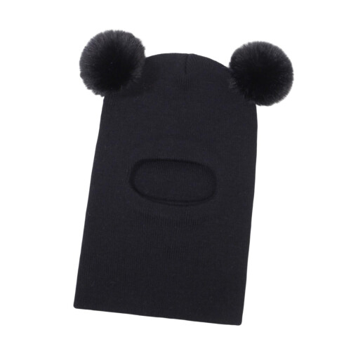Baby winter hat black balaclava 1 piece 2