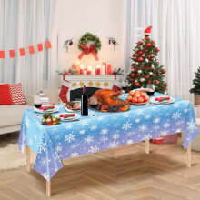 Nappe flocons de neige bleu et violet en plastique 120 x 84 pouces