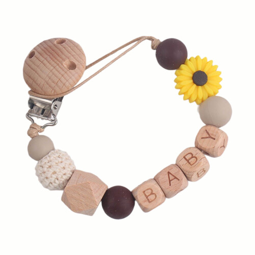 Flower Pacifier Clip Silicone Bead Chewable Teether for