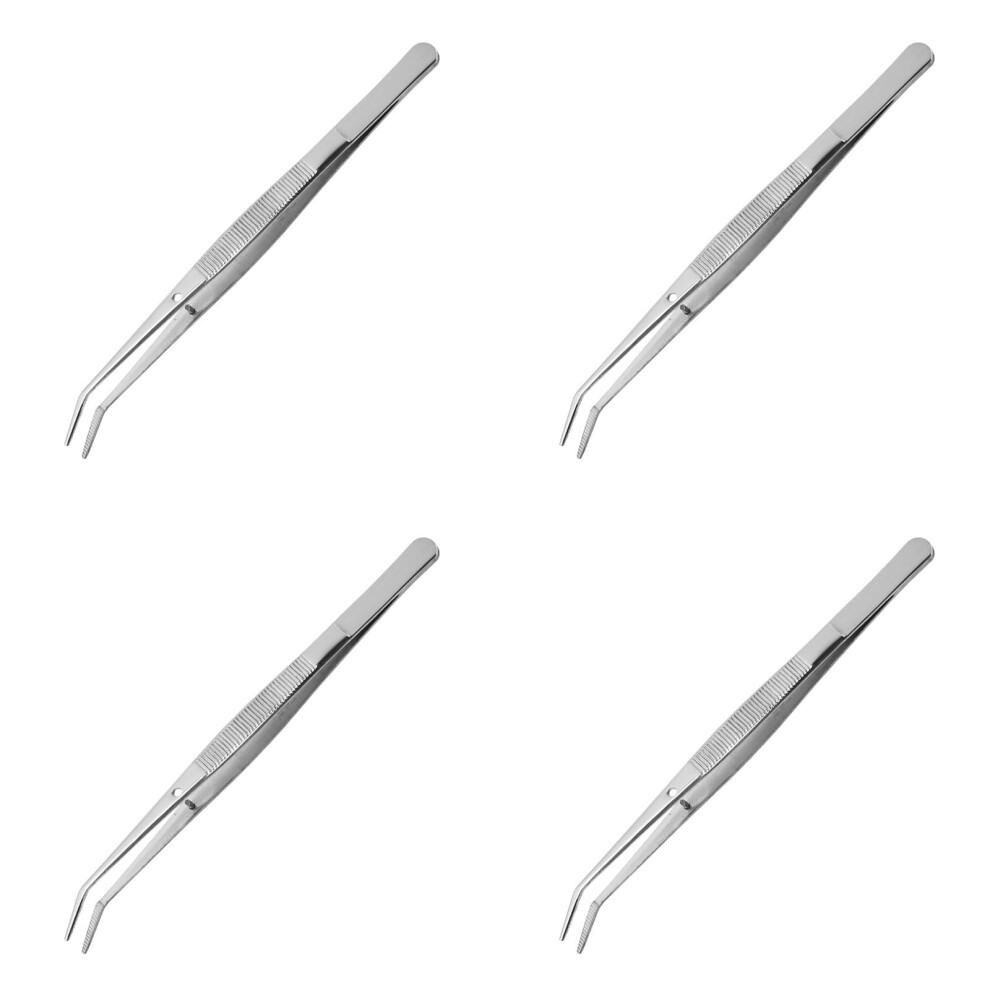 Stainless Steel Curved Serrated Tweezers 6PCS