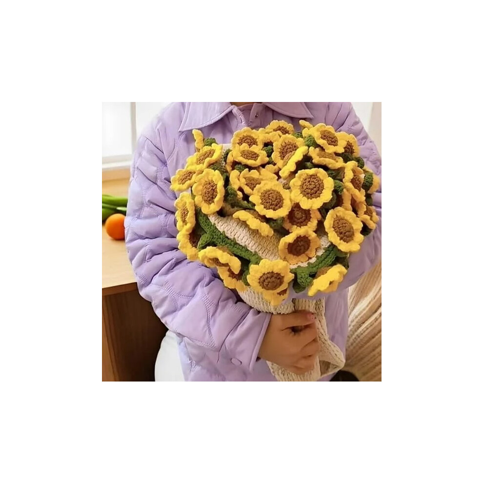 Crochet Flower Bouquet Blanket Light Yellow 31.5 inch