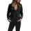 Giacca bomber da donna in stile retrò con cerniera e rivetti, colore nero. 2
