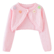 Girls' Knit Bolero Cardigan with Buttons, Long Sleeve, Size