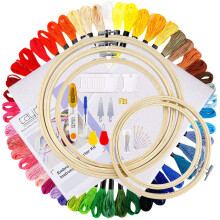 Hand Embroidery Kit for Beginners with 50 Threads Tools and