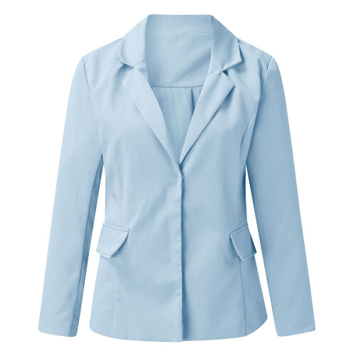 Blå polyesterblazerjakke med lange ermer, slim fit, dame 2