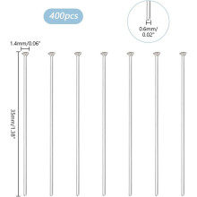Flat Head Pins 304 Stainless Steel 400 pcs 35mm 22G
