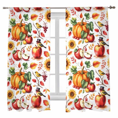 Fall Sheer Curtains Voile 52x72 Inch 2 Panels Pumpkin