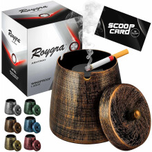 Metal Ashtray with Lid Windproof Smokeless Odorless Bronze