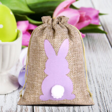 Rabbit-shaped reusable drawstring snack bag Easter gift