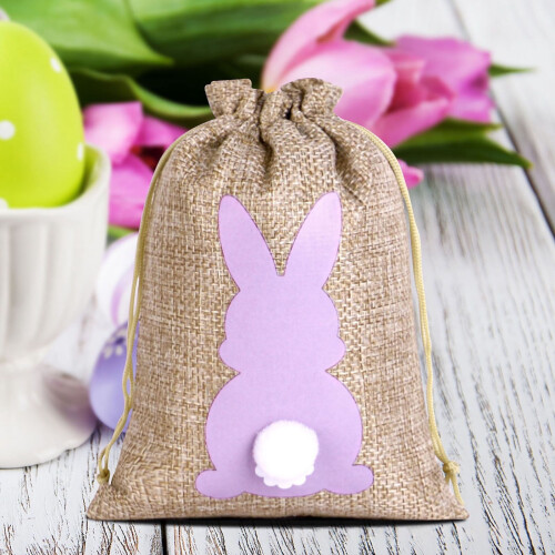Rabbit-shaped reusable drawstring snack bag Easter gift