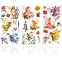Fairy and Flower Rub-on Transfers 3 pcs 6x12 inch