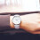 Men's Quartz Watch Silver Case White Dial Leather Strap 3