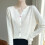 Damesvest met open voorkant, wit, middelzwaar. 6