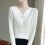 Damesvest met open voorkant, wit, middelzwaar. 7