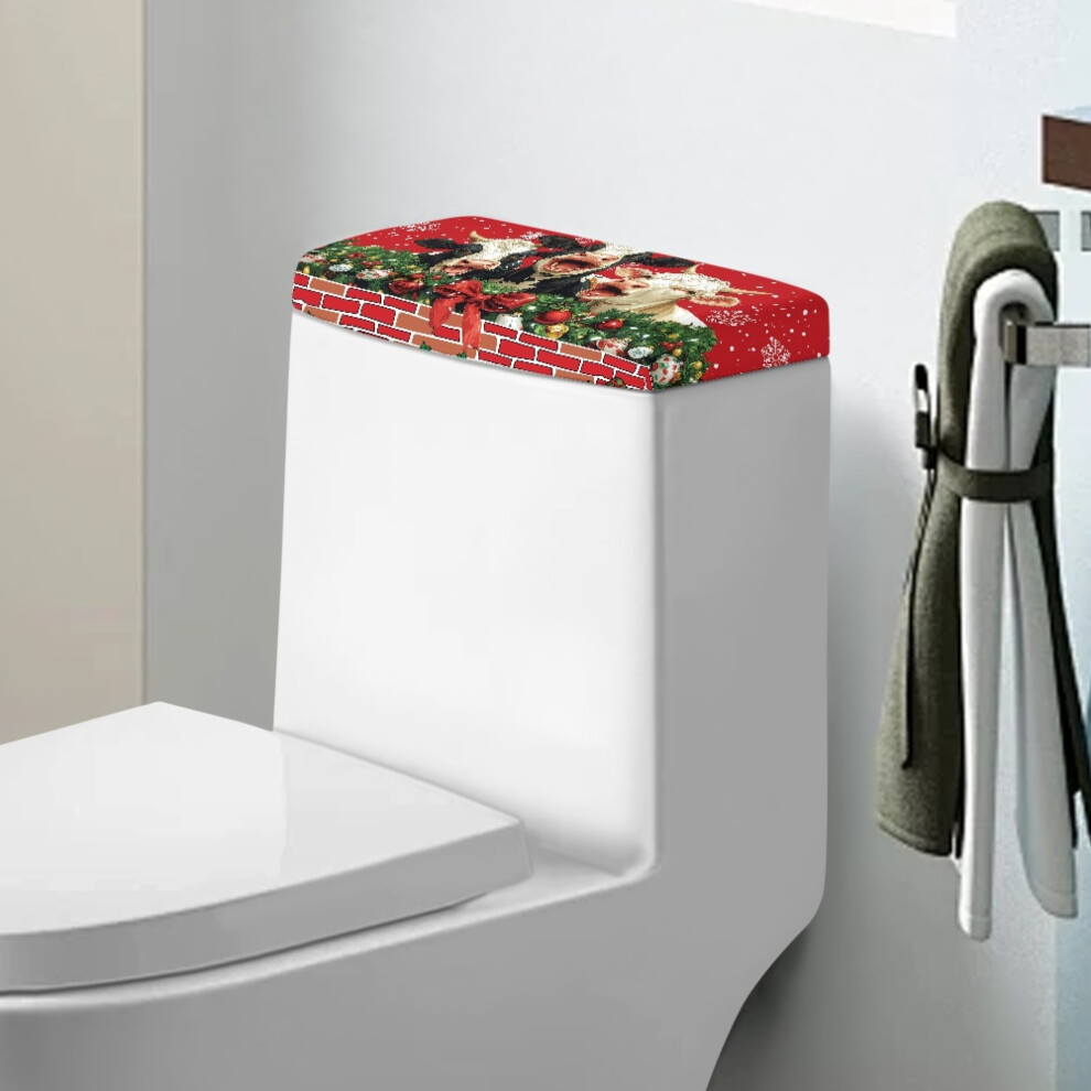 Christmas Cows Toilet Tank Cover Set Of 2 With Elastic 902370229411