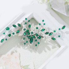 Crystal Pearl Hair Pins and Combs with Rhinestones Green