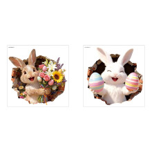 Easter Eggshell Rabbit and Flower Window Clings 2 Sheets