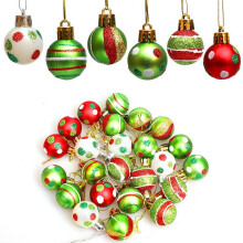 Christmas Balls Red Green White Matte Plastic 24pcs 3cm