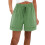 Grüne Leinenshorts für Damen mit elastischem Bund und Taschen 2
