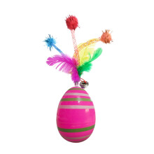 Roly-Poly Cat Toy with Feather and Bell Egg-Shaped