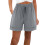 Damen-Leinenshorts, grau, elastischer Bund mit Taschen 2