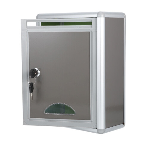 Aluminium Alloy Wall-Mounted Mailbox with Lock Grey 1