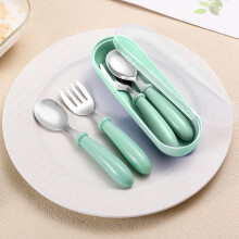 Service de table enfant en acier inoxydable avec boîte de rangement, poignée ronde, compatible lave-vaisselle