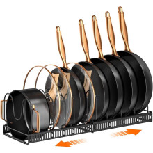 Pot Rack - Expandable Pan Organizer for Kitchen Cabinet,