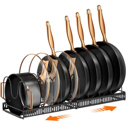 Pot Rack - Expandable Pan Organizer for Kitchen Cabinet,