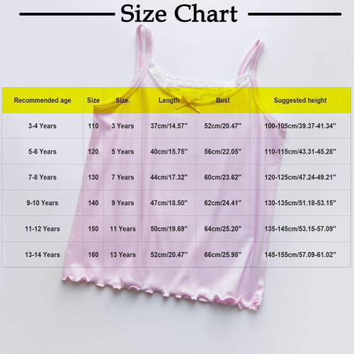 Girls Camisole Undershirts Cotton Soft Tank Tops Solid Color 2